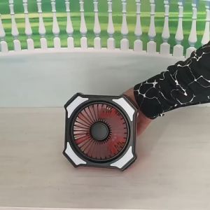 Large Capacity Camping Fan 10000Mah Type-C Ourdoor Portable Fan With Hook 270° Adjustment LED Light Wireless Fan