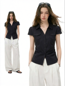 EVPGB | Áo Sơ Mi Peplum Slim Fit Cổ V