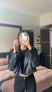 Jaket Kulit Wanita Crop Ootd Mamba Hijab Premium Terlaris Real pict