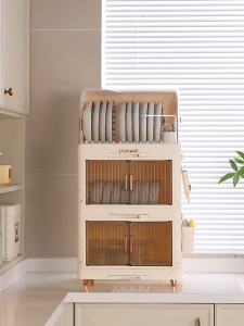 Corner box ที่วางจาน พร้อมถาดรองน้ำ 1/2/3ชั้น ชั้นวางจาน ที่คว่ำจาน ชั้นวางจานแบบปิด ขนาดใหญ่ (มีฝาปิด) กันฝุ่นละออง กันแมลง ที่คว่ำจานทรงโค้งมน