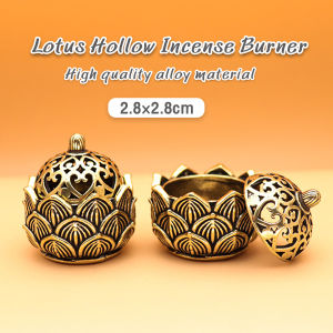 LoviRa Mini Incense Burner Home Interior Lotus Alloy Hollow Incense Burner Base