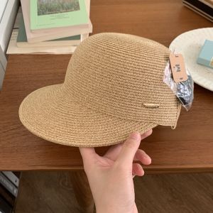 Elegant Japanese Style Womens Summer Sun Protection Straw Hat Wide Brim Horse Riding Outing Fashionable Hat Youth Tourist