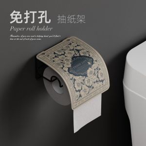 American Light Luxury Style Toilet Paper Holder Box Wall Mounted No Drilling Required Tissue Box Nordic Style Bathroom Organizer