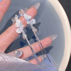 Tassel Blue Butterfly Zircon Earrings