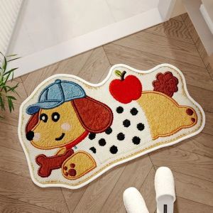 VIKAMA Cute Dachshund Bathroom Door Mat Absorbent Non Slip Soft Plush Entryway Rug Home Decor