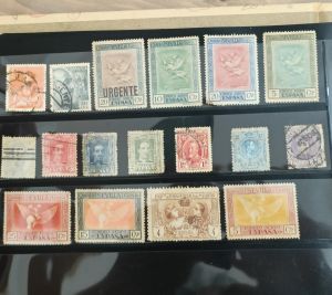 Vintage Rare Used 1907-1931 Spain Stamps consist of The Flight of Pegasus/Portrait of Alfonso XIII/The Flight of Icarus /Portraits of Sir Evelyn Baring /Commemorative Stamp for the International Exhibition of Industries of Madrid 1907