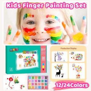24 Colors Creative Finger Painting Educational Learning Materials Washable Kids DIY Safe Finger Paint Set