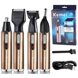 Kemei Tông Đơ Cắt Tóc Mũi Có Thể Sạc Lại Tất Cả Trong Một Bộ Dụng Cụ Chải Lông Bằng Thép Không Gỉ Dành Cho Nam Và Nữ Máy Cắt Tóc Lông Mày Trên Khuôn Mặt
