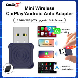 CarlinKit 5.0 Mini Ultra CarPlay Wireless Adapter 2 In 1 Wifi 5.8G Android Auto Wireless Dongle for Spotify Music OEM Car