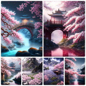 Jigsaw Puzzle 1000Pieces Japanese No Flowers Waterfall Temple Landscape Home Living Room Bedroom Bar Aesthetic Decoration
