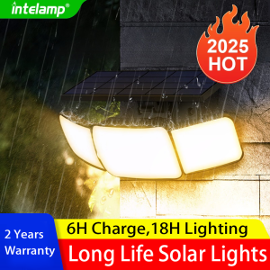 intelamp 6000mah Solar Lights Outdoor 3 Modes Motion Sensors Wall Lamp Waterproof Street Light for Garden Yard Path Garage