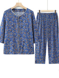 Pure Cotton Silk Set for Grandmothers over 70 Casual Home Clothes Old Womens Summer Fashion Loose Fit round Neck Regular Length