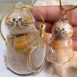 🔥🔥6ชิ้นกล่องใส่ผมแมวใสตกแต่งแขวนกระเป๋าไข่บิดทรงไข่บิดพวงกุญแจจี้ที่ระลึก