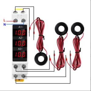 SDM010A AC 80~500V 1~100A LED Din Rail Digital Display Ammeter 3-Phase Modular Current Meter Gauge Indicator Electrician Tool