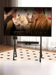 Mobile Television Stand with Wheels for 65 75 85 120 Inch TCL Hisense Crestron High Strength Steel Wooden Mobile TV Cart