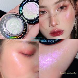 Maffick Single Color Eyeshadow Highlighter Palette Colorful Sparkling Purple Blue Body Highlighting Shimmering Pearlescent Contouring Disk