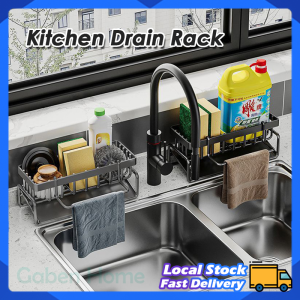 Kitchen Sink Drain Rack Faucet Soap Sponge Holder Bathroom Self-Draining Dishcloth Towel Rack Storage Shelf 沥水架