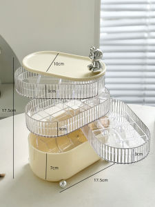 Multi-Functional Dustproof Makeup Cotton Storage Box Lipstick Q-Tip Organizer Desktop Cosmetic Holder Elliptical Plastic Bin