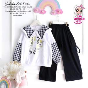 [[ New Arrival ]] Yukita Set Kids by Amelia Setelan Baju Anak Kaos dan Celana Kulot Anak Usia 8-13 Tahun Oneset  Anak Bahan Katun Combed Setcel Anak Katun Adem dan Nyaman Dipakai Outfit Baju Anak Lucu