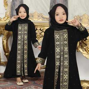 Gamis Abaya Turkey Anak Hitam Dubai Shaqila 096 Kids Muslim Syari Anak Model Terbaru 2022 Perempuan Cewek Muslimah Anak 12 Tahun Set Jilbab Abaya Couple Ibu dan Anak Ym deFashion