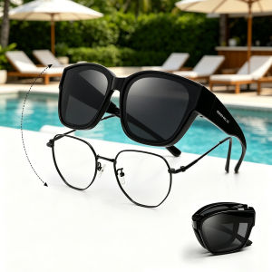 SEEMELO Men Womens Sunglasses Foldable Sunglasses Fashion Large Frame Sunglasses Polarized Summer Sunglasses Ultra Light Polarized Sunglasses Outdoor Traveling Walking Shopping Driving