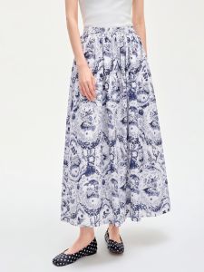 Basic House | Floral High Waist Large Hem Skirt