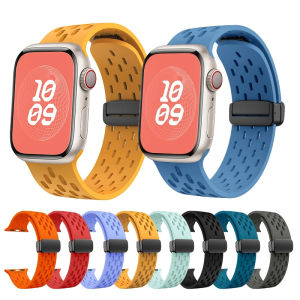 สายแม่เหล็ก สาย Apple Watch 10 Ultra 49mm 46mm สายนาฬิกาข้อมือสมาร์ทวอทช์ ซิลิโคนนิ่ม แบบเปลี่ยน iWatch Series Ultra 10 9 8 7 6 5 4 SE 2 1 44mm 45mm 41mm 40mm 42mm 38mm สร้อยข้อมือสายรัดข้