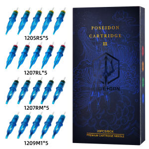 Poseidon | POSEIDON 20PCS Mixed Professional Tattoo Cartridge Needles with Membrane Safety Cartridges Disposable Tattoo Needle for Artist