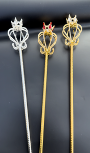 Sparkling Rhinestone King&Queen Scepter Cosplay Prop Magic Wand Wedding Prom Costume Party Accessory
