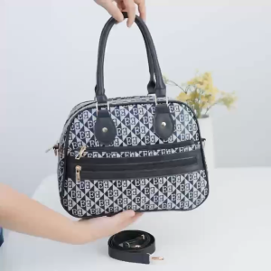 SPS BAGS#8337 Fashionable womens shoulder crossbody bag featuring a geometric patterned design with top handles and a detachable shoulder strap.