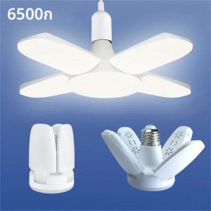 E27 พัดลมพับได้รูปร่างหลอดไฟ LED 220V 110V 40 LEDs หลอดไฟสําหรับโคมไฟเพดานบ้านโกดังโรงรถแสงสีขาว 6500