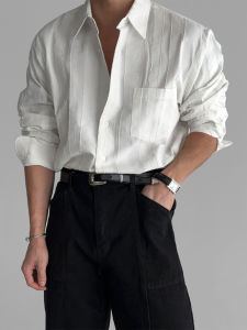 DAVID&ME | White Vintage Business Casual Cotton Long-sleeve Shirt