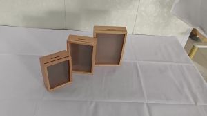 Wood Specimen Frame With Piggy Bank Coin Bank Saving Money Photo Frame Saving Jar Wood Money Jars Desktop DIY Family Frame Box