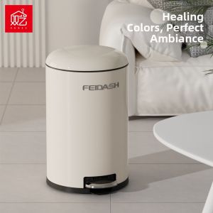 Luxury Creamy Stainless Steel Step Trash Can