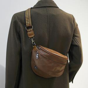 Threebox Fancy Soft Leather Cross-Body Bag Chest Bag Mens 2024 Fall and Winter New Niche Design Shoulder Bag Fashion