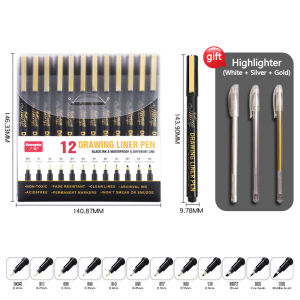 Guangna Needle Pen Soft Waterproof  Fine Art Line 12 Tip Pigment Liner Micron Ink Work Comic Illustration Design Sketching Set