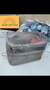 SPARKCART Double Layer Big Makeup Bag Travel Cosmetic Case Makeup Organizer Bag Portable Skin Care Toiletry Bag