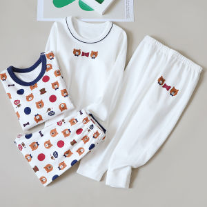 Đồ Lót Trẻ Em Không Xương Bộ 2 Chiếc Quần Áo Thu Giữ Ấm Trẻ Em Lớn Nhỡ Nhỏ Dày Dặn Cotton Mài Lông Cho Bé Trai Không Huỳnh Quang