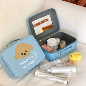 Large Capacity Portable Makeup Bag: Ins Style Cosmetics Holder & Womens Cream Blue Bag