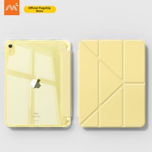 MENGMU | Apple iPad Case with Left-side Pen Slot Shatter-resistant Acrylic Transparent Rose Red Yellow