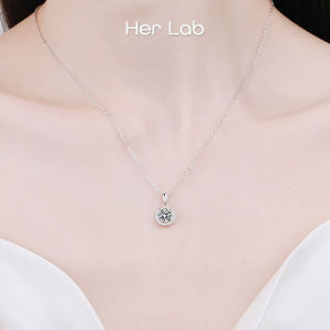 Her Lab Jewelry | Real full diamond necklace 100% passed GRA inspection 925 sterling silver round ins style pendant cute simple four-claw diamond high-end jewelry
