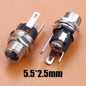 2Pcs 5.5*2.1mm 5.5*2.5mm DC Power Female Jack Socket Nut Panel Mount Connector DC 5521 5525 Electrical Connectors