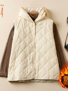 Womens Casual Hooded down Cotton Vest Autumn Winter Loose plus Size Outerwear Trendy Jacket Coat Pear Shape Body Type
