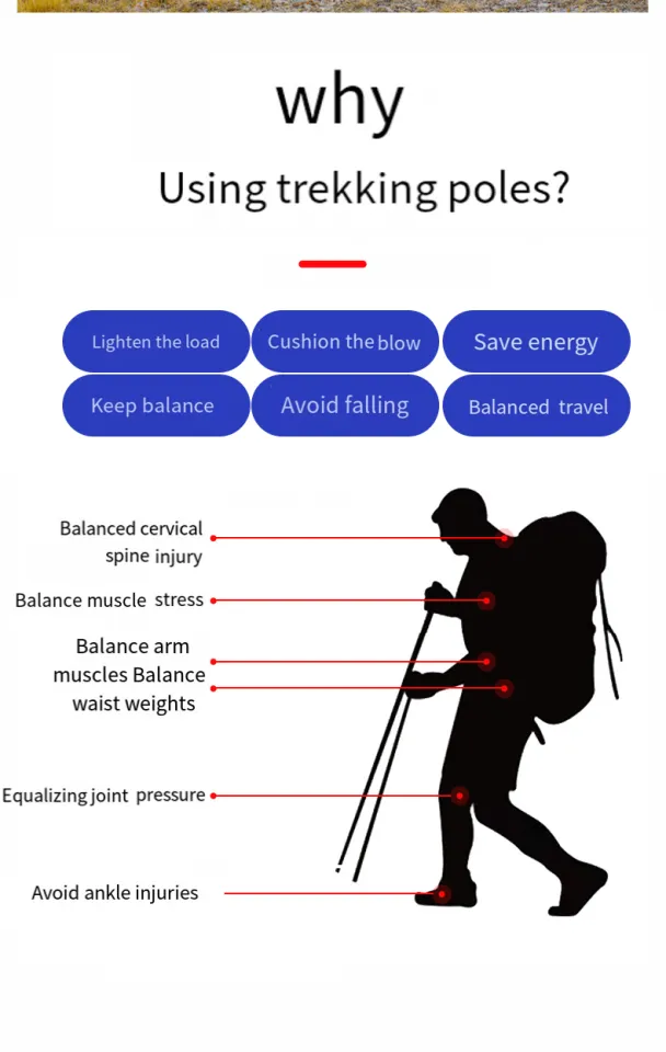 Walking Adjustable Trekking Pole Anti Shock Ultra Light Alpinism Poles