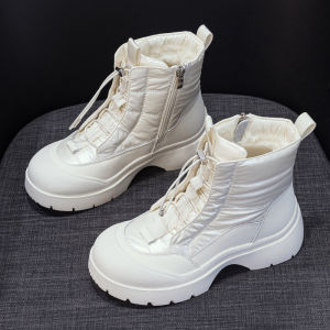 Womens Thick Bottom Snow Boots Winter Fleece Lined Thickened Mid-Calf Waterproof Non-Slip Northeast Cotton Shoes Warm