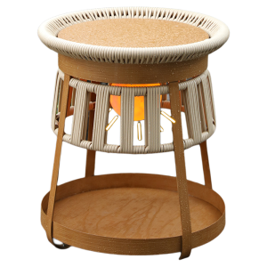 Outdoor Garden Small round Table Lantern Design Coffee Table for Balcony Home Use with Storage Metal Craft Welding Finish