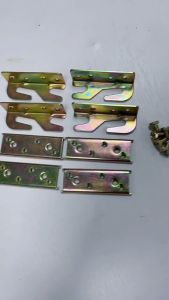 4 Sets Bed Rail Brackets Heavy Duty No-Mortise Bed Rail Fittings Wooden Bed Frame Connectors for Headboards Footboards Hold