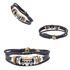 Hot Anime One Piece Bracelet Luffy PU Bracelet Cosplay Accessories Straw Hat Pirate Jewelry Leather Bracelet Birthday Gifts
