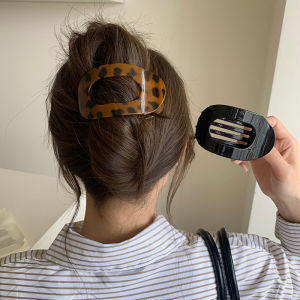 Fashionable Leopard Print Curved Abalone Clip Womens Half Updo Shark Clip Hair Accessories Korean Style Fresh out New Item