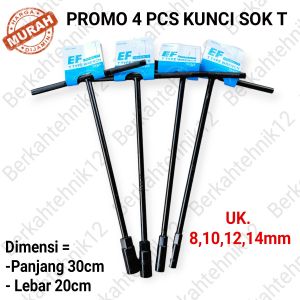Paket Kunci T Sok Set T8 T10 T12 T14mm Ef Tekiro Crome Vanadium Kunci pas soket perbaikan T-Type Wrench Kunci Sock T 08 MM 10MM 12MM 14MM